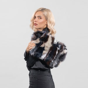 Pieced Fox Fur Clutch: Handmade Multicolor Fur Handbag