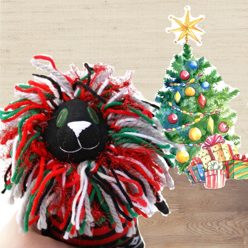 Lion Toy Sock Lion Archer Lion Sock Animal Lion Plush Lion Handmade Lion Holiday Lion