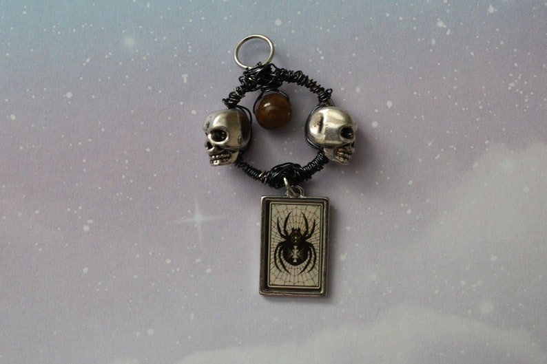 Spider and Skulls Unique Mini Charm Pendant
