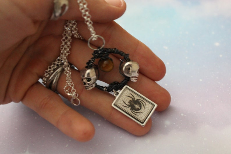 Spider and Skulls Unique Mini Charm Pendant