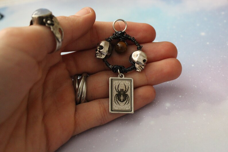 Spider and Skulls Unique Mini Charm Pendant