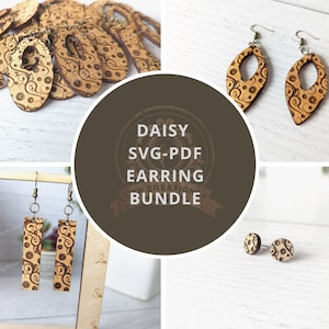 Daisy Flower SVG-PDF Earring digital File