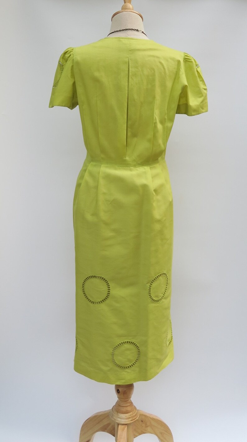 True vintage Light green Circular embroidery Cotton Japanese Vintage Dress long dress Maxi dress Vintage Dress image 2