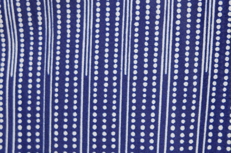 White Polka Dot Strip Flat Collar Sleeveless Navy Vintage Dress Size M image 8