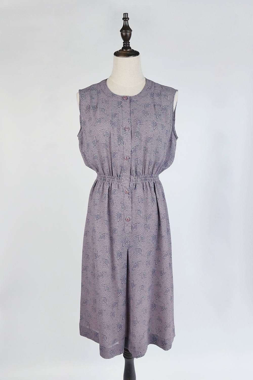 Vintage Japanese Dress, Upcycled Vintage Dress, Navy Leaf Flora Print ...