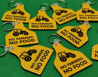 No farmers No food tag shaped MDF keyring, Heb Amaeth Heb Faeth