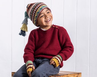 CH'ULLU WAWA | kids traditional beanie| Kids toque|Hand-woven Chullo| Peruvian Unisex Hat|winter hat alpaca