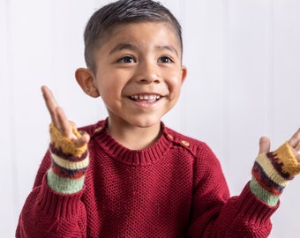 SURI WAWA |Kids wrist warmers |Peruvian wrist warmers|Alpaca kids Mittens |Fingerless gloves|Hand knitted|100% Alpaca|Fingerless Mittens