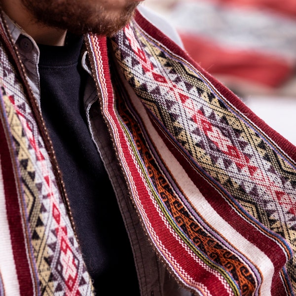 CHALINA TINISQA |Peruvian traditional scarf |Alpaca scarf | Natural dyes scarf |Winter scarf |Warm scarf |Hand Woven Scarf |Alpaca Scarf