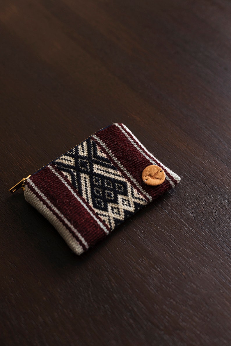 RANTIKUY Textiles coin purse Change purse Peruvian coin purse Boho change purse Hand made coin purse Drk red, blue