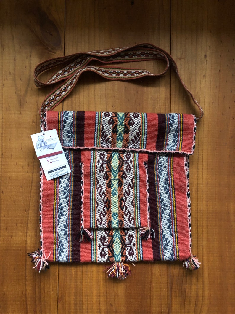 CH'USPA PITUKISKA Peruvian traditional shoulder bag Handwoven shoulder bag Traditional Handwoven Andean Bag Traditional Andean Bag image 6