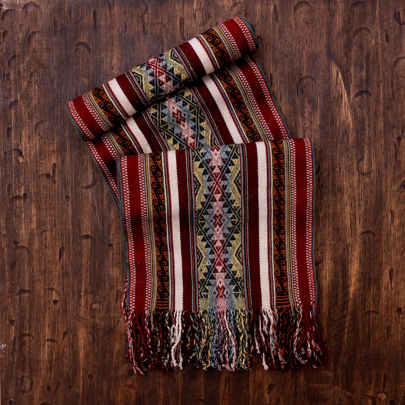 CHALINA TINISQA Peruvian traditional scarf Alpaca scarf Natural dyes scarf Winter scarf Warm scarf Hand Woven Scarf Alpaca Scarf image 7