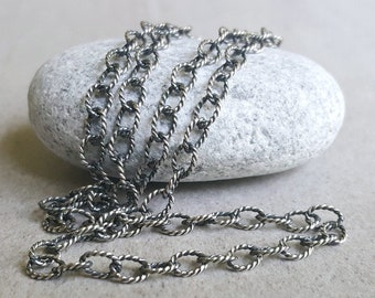 Sterling Silver Twist Cable Chain, 16" oxidized 925 necklace