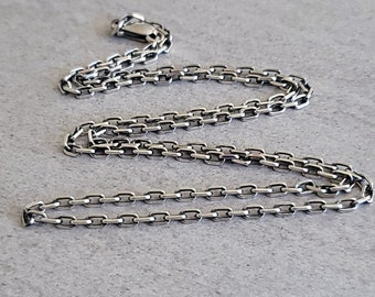 Sterling Silver Oval Cable Chain with 3mm diamond cut links, oxidized or bright, 16 inch 18 inch 20 inch 22 inch 24 inch 26 inch 28 inch