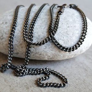 Dark Oxidized Sterling Silver Curb Chain, 2.3mm 925 necklace for her, any length available: 16&quot; 18&quot; 20&quot; 22&quot; 24&quot; 26&quot; 28&quot; 30&quot; 32&quot; 34&quot; 36&quot; 38&quot;