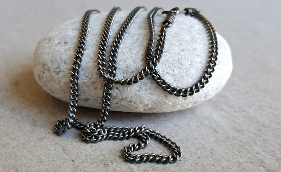 dark silver necklace chain