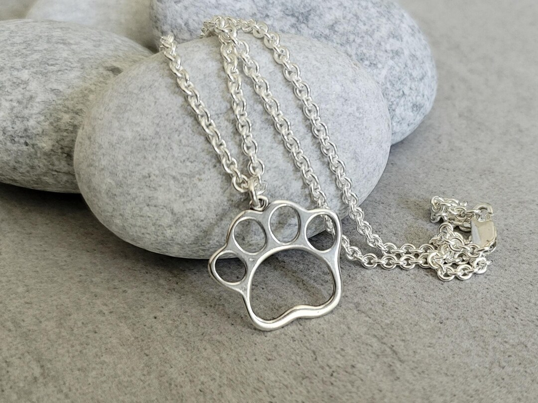 Sterling Silver Dog Paw Pendant on Cable Chain - Etsy