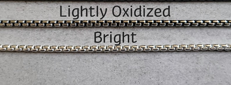 925 Silver Box Chain Bracelet with 3mm rounded links, oxidized unisex jewelry 画像 3