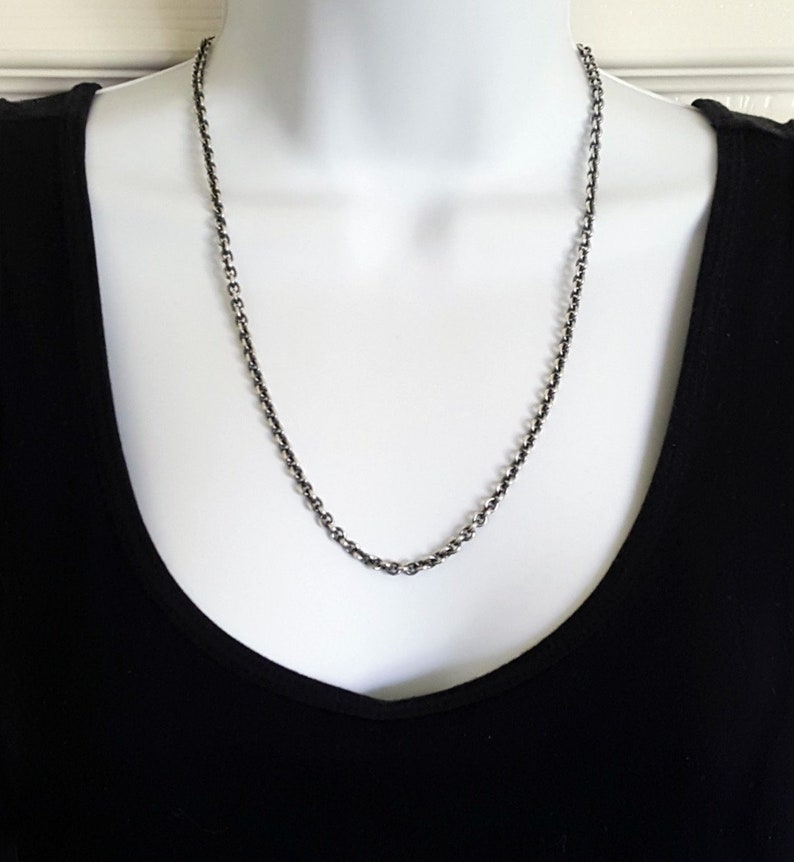 Thick Mens Chain Oxidized Sterling Silver Man's Necklace Etsy