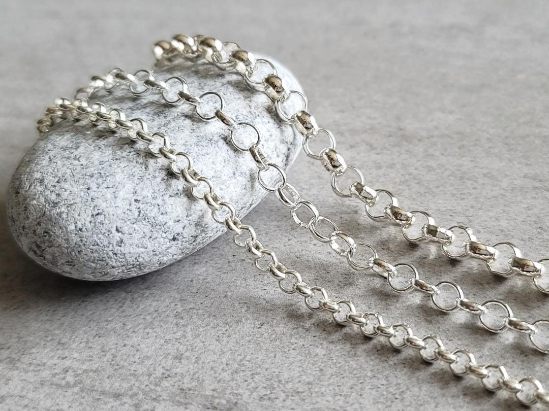 925 Round Rolo Chains With Bright Silver Finish, 3.9mm 5mm 6.3mm - Etsy