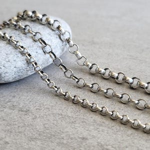 Oxidized Sterling Silver Rolo Chains, minimal to bulky unisex necklaces, 16 18 20 22 24 26 28 30 32 34 36 38 40 inch