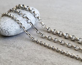 Oxidized Sterling Silver Rolo Chains, minimal to bulky unisex necklaces, 16 18 20 22 24 26 28 inch