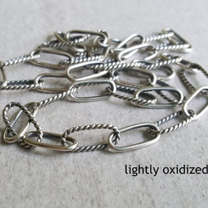 Sterling Silver Hand Forged Chain With Smooth and Twisted Oval Links ...
