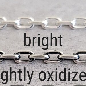 Sterling Silver Oval Cable Chain with 3mm diamond cut oxidized links, 16 inch 18 inch 20 inch 22 inch 24 inch 26 inch 28 inch image 2