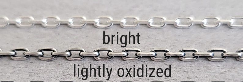 Sterling Silver Oval Cable Chain with 3mm diamond cut oxidized links, 16 inch 18 inch 20 inch 22 inch 24 inch 26 inch 28 inch image 2