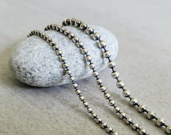 Sterling Silver Ball Chain in oxidized finish, 2.5mm 3mm 4mm mens or womens necklaces