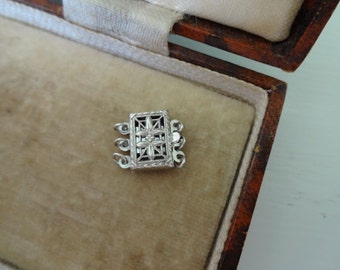 Vintage Art Deco Sterling Silver Necklace Clasp For Restringing A Pearl Necklace