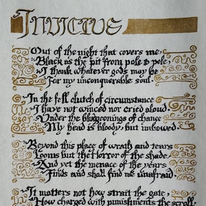 Caligrafía- Invictus- un poema de William Ernest Henley 1875