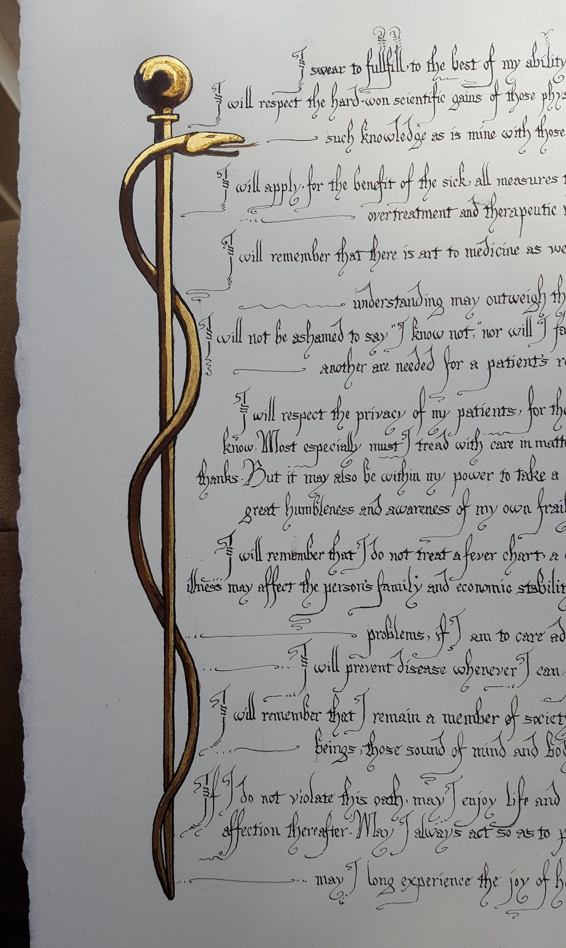 Original Calligraphy Hippocratic Oath | Etsy