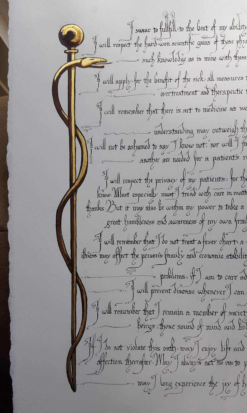 Original Calligraphy Hippocratic Oath | Etsy