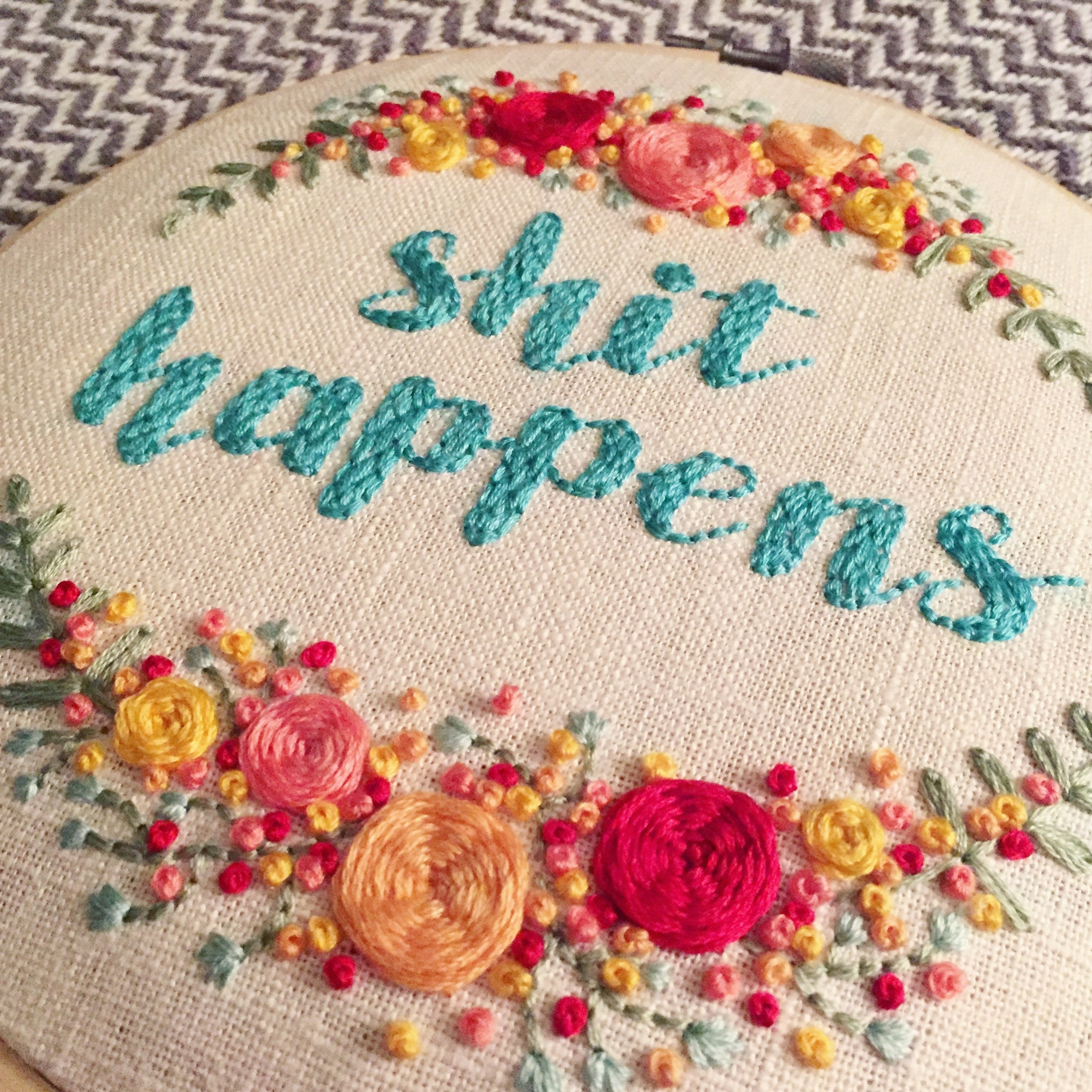 Shit Happens | PDF Embroidery Pattern With Instructions | Funny Cursing ...