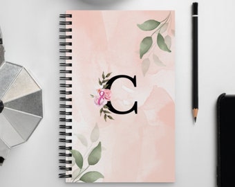 Custom Monogram Floral Notebook- Breast Cancer Awareness gift for her