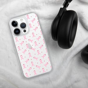Brustkrebs Band klar iPhone Fall für iPhone X, iPhone 11, iPhone 12, iPhone 13, & iPhone 14 - Brustkrebs Bewusstsein Geschenk für sie