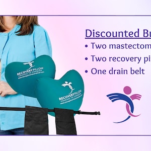 TWO Mastectomy Shirts, TWO Recovery Pillows, & ONE Drain Belt for Breast Cancer Surgery Recovery