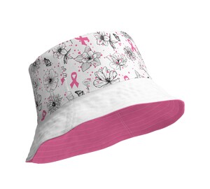 Chapeau De Pêcheur Réversible Octobre Rose - Coton, Anti-UV, Pliable, Unisexe Pour La Plage Ou La Rando