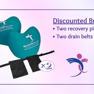 TWO Mastectomy Surgery Recovery Pillows and TWO Drain Management Belts for Breast Cancer Recovery