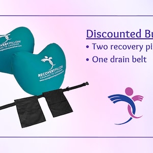TWO Mastectomy Surgery Recovery Pillows and ONE Drain Management Belt for Breast Cancer Recovery
