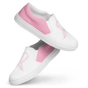 Pink Out Breast Cancer Awareness Women’s Slip-On Canvas Shoes- inspirational gift for her