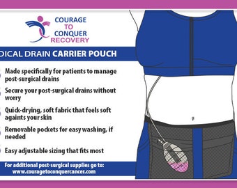 Set of TWO Recovery Surgical Belts- Post-Surgery Drain Belt with Removable Mesh Pockets