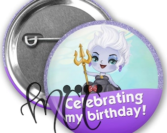 Ursula Inspired Birthday Park Button