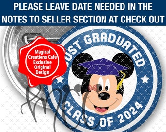 Mickey Face Inspired Graduation Class of 2024 Park Button
