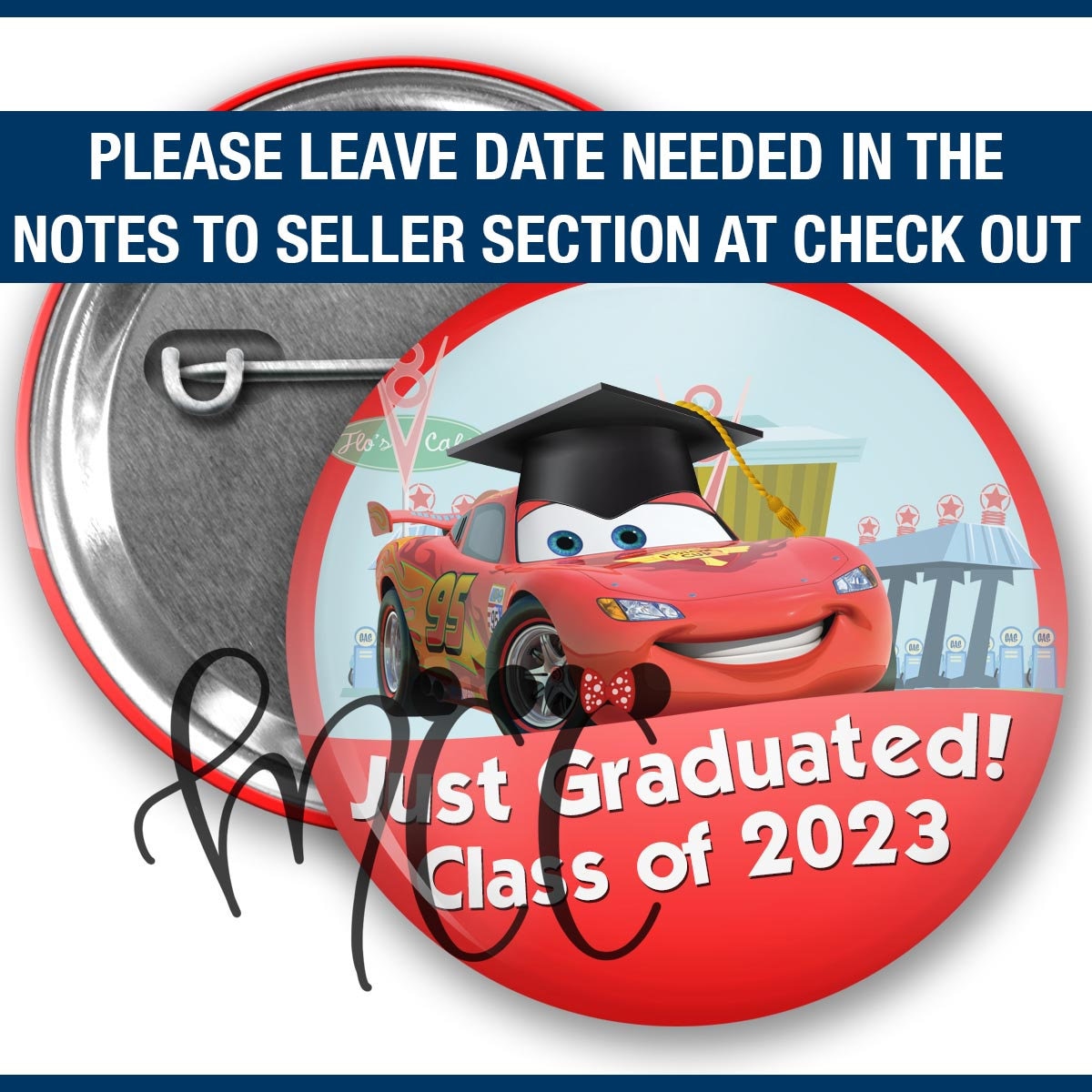 Lightning McQueen Inspired Graduation Class Of 2023 Park Button
