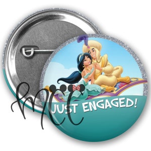 Just Engaged Aladdin Jasmine Inspired Park Button