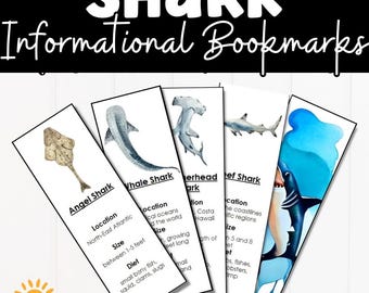 Shark Bookmarks for Kids: Educational Shark ID Cards (PDF Downloadable Set of 10)