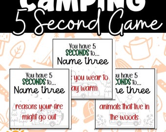 Camping 5 Second Game: Printable Brain Break Activity for Kids (PDF Download