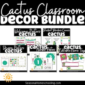 Cactus Classroom Decor Bundle | Watercolor Succulent Classroom Theme | Editable Teacher Decor Set | Boho Classroom Posters & Labels